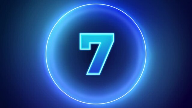 Digital Blue Neon Modern 10 Seconds Countdown Timer Clock Top 4K Clean 10 Dynamic Beautiful Circle Glitch Transition Color Animation Clean Background Design Social Media Viral Opener