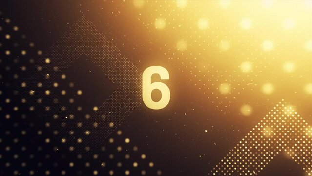 Modern Luxury Gold 10 Seconds Countdown Timer Clock Clean Particles Glossy Beautiful Elegant Shining Reflection Bokeh 3D Awards Animation Background