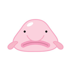 Cute blobfish or blob fish vector clipart. Deep sea cartoon fish with sad mouth.