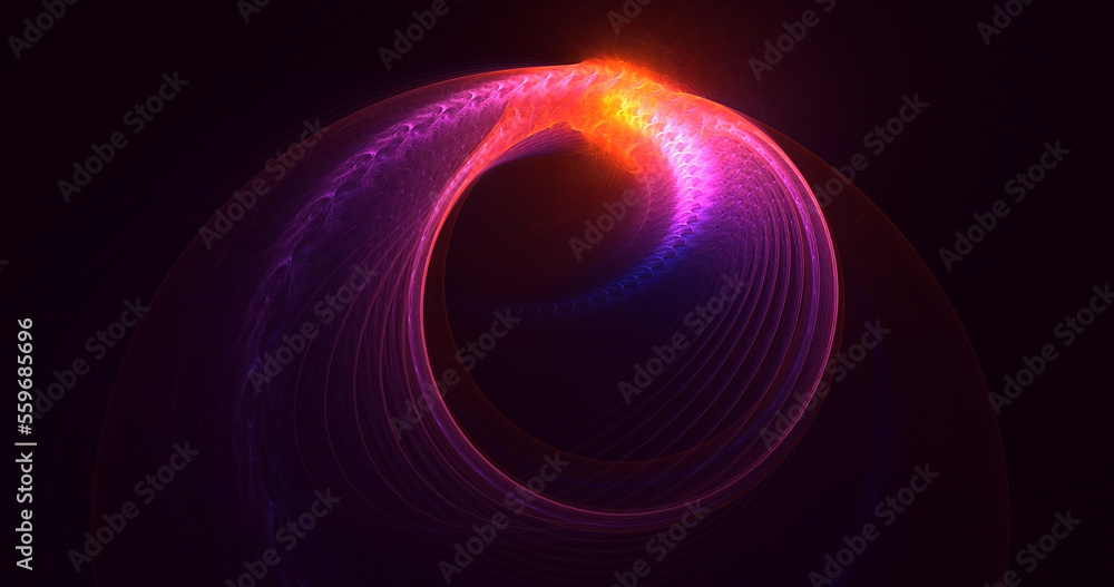 Poster 3d rendering abstract colorful fractal light background