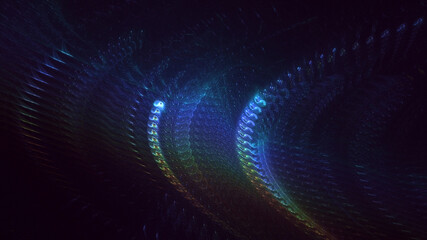 3D rendering abstract blue fractal light background