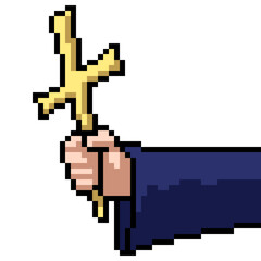 pixel art priest hand cross