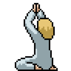 Fototapeta premium pixel art nun pray meditate
