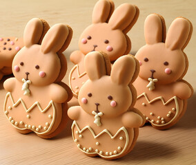Easter bunny shaped cookies, generative AI