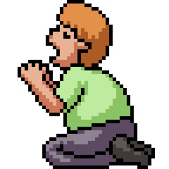 pixel art man beg pray