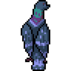 Fototapeta premium pixel art blue pigeon back