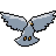 pixel art white pigeon fly