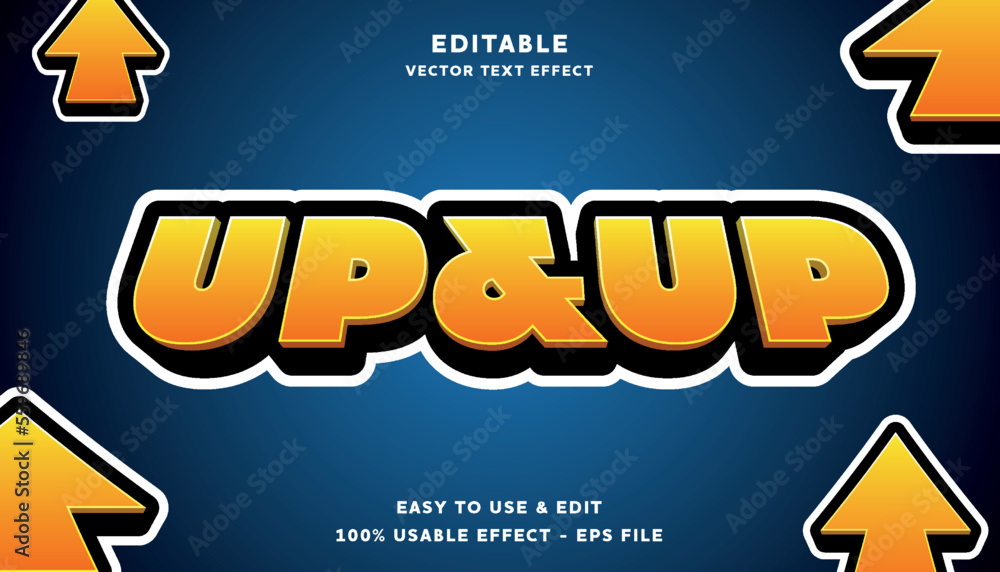 Poster up and up editable text effect with modern and simple style, usable for logo or campaign title