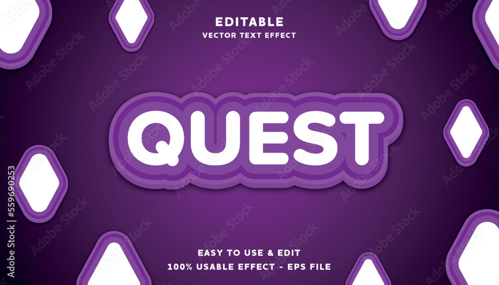 Poster quest editable text effect with modern and simple style, usable for logo or campaign title