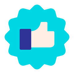 Isolated like symbol in flat icon on white background. Satisfaction, vote, positive review, approve, thumb up, gesture