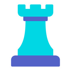 Isolated marketing strategy in flat icon on white background. Rook, chess, plan, business