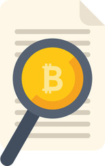 Search cryptocurrency icon flat vector. Bitcoin money. Crypto business isolated