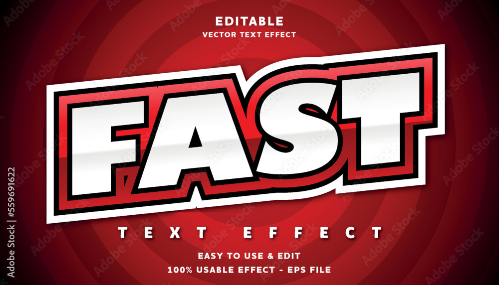 Aufkleber fast editable text effect with modern and simple style, usable for logo or campaign title