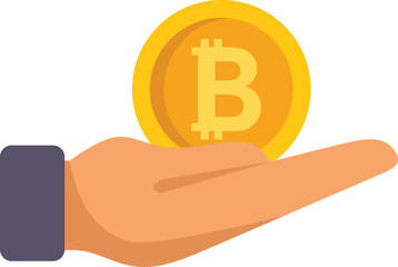 Care bitcoin icon flat vector. Crypto money. Financial payment isolated