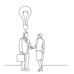 continuous line drawing business people meeting handshake idea PNG image with transparent background