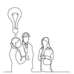 continuous line drawing business people talking about idea PNG image with transparent background
