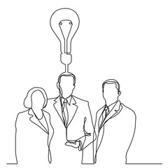 continuous line drawing business people with idea PNG image with transparent background
