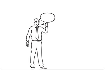 continuous line drawing businessman expressing his opinion PNG image with transparent background
