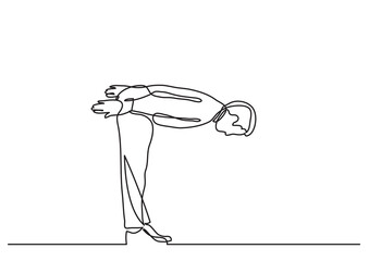 continuous line drawing businessman man bowing down PNG image with transparent background