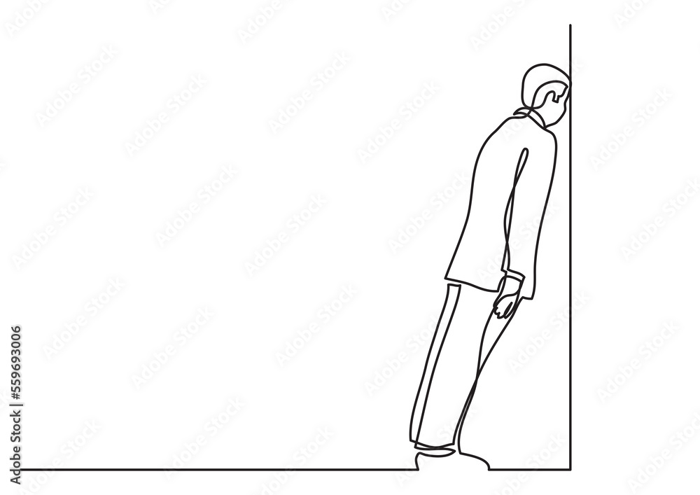 Poster continuous line drawing man stuck in dead end png image with transparent background