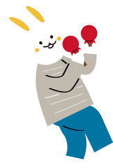 Rabbit is holding drum stick