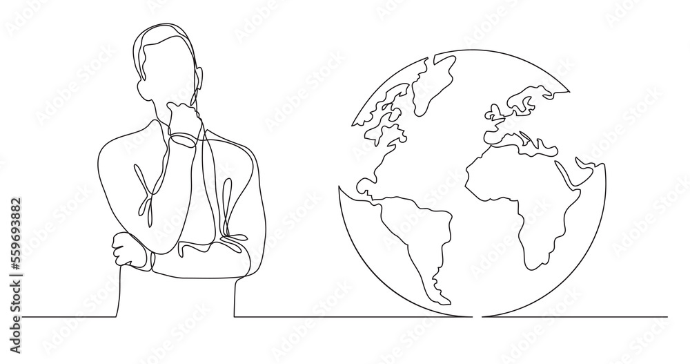 Poster man thinking about global issues png image with transparent background