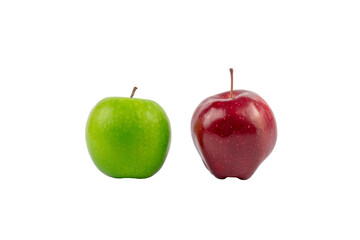 Fresh red and green apples isolated on transparent background