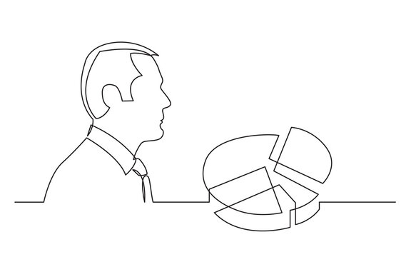 profile portrait of businessman thinking about business pie chart PNG image with transparent background