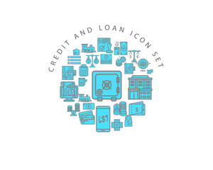 CREDIT AND LOAN ICON SET DESIGN.