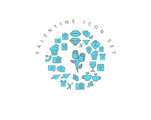 valentine icon set desing.