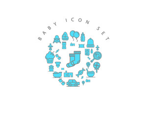 baby icon set  design,