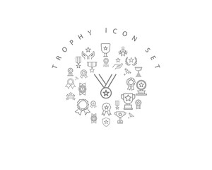 trophy icon set desing.