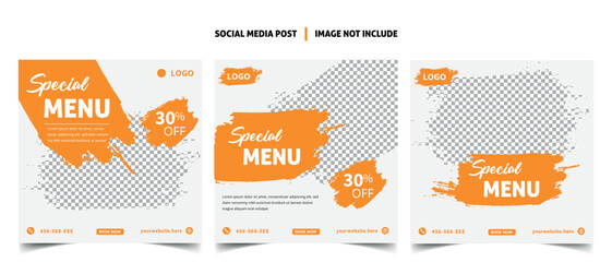 social media post template for food menu promotion banner frame