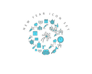 NEW YEAR ICON SET DESIGN.