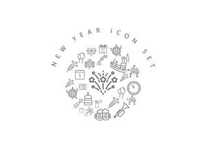 NEW YEAR ICON SET DESIGN.