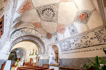 pinturas al fresco , iglesia de San Miguel,  Puig de Missa,siglo XIV, Sant Miquel de Balansat, municipio ibicenco de San Juan de Labritja,Ibiza, balearic islands, Spain