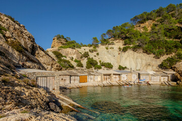 casetas de varadero, Es Portitxol, Municipio de  Sant Joan de LabritjaIbiza, balearic islands, Spain