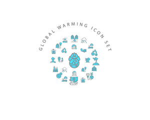 global warming icon set design.