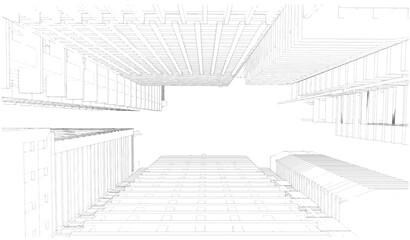 Building perspective construction plan facades architectural sketch.Vector illustration