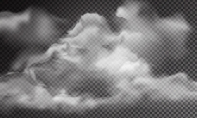 Realistic clouds set isolated on a transparent background.Vector illustration