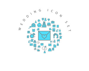 wedding icon set desing.