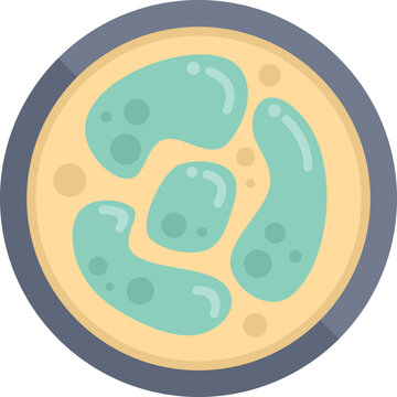 Bacteria icon flat vector. Petri dish. Cell medicine isolated