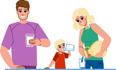 family milk vector. happy food, home childhood, little adult, girl young, breakfast kid, mother family milk character. people flat cartoon illustration