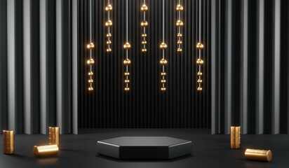 Fototapeta premium 3D rendering of backdrop black podium background for black friday products