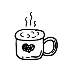 Tea or coffee cup vector doodle hand drawn line illustration