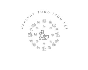 healthy food icon set desing.