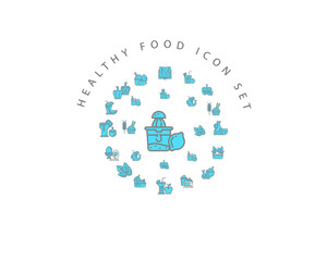 healthy food icon set desing.