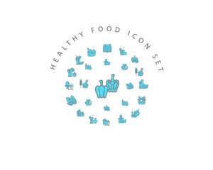 healthy food icon set desing.