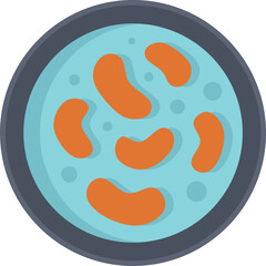 Experiment icon flat vector. Petri dish. Micro virus isolated