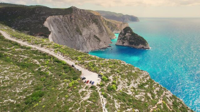 Aerial view of Plakaki Rocks on Zakynthos Island, Ionian sea, Greece.